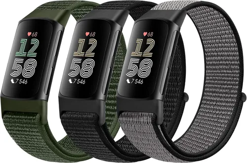 Vista 13 de Correas de nailon para reloj deportivo compatibles con Fitbit Charge 6/5, correa de muñeca ajustable, transpirable, de repuesto, suave, de bucle