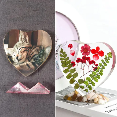 Vista 6 de 2 moldes de resina para marco de fotos, moldes de silicona grandes para resina epoxi, marco de fotos en forma de corazón, molde de resina