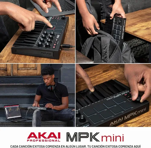 Vista 8 de [Usado] Akai Professional MPK Mini MK3 - Controlador de teclado MIDI USB de 25 teclas con 8 almohadillas de percusión con retroiluminación, 8