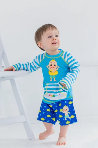 Vista 2 de CoComelon JJ Raglan - Conjunto de camisa de natación y parte inferior de natación de manga larga