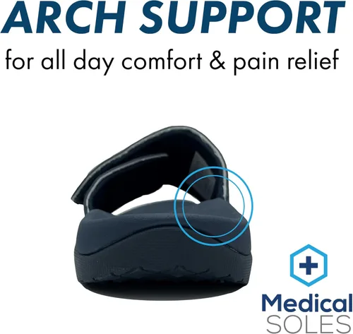 Vista 2 de RX Unisex Slide & Flip-Flop Sandals -Orthotic Recovery Sandal with Comfortable Arch Support and Adjustable Strap for Foot and Leg Pain Relief, for