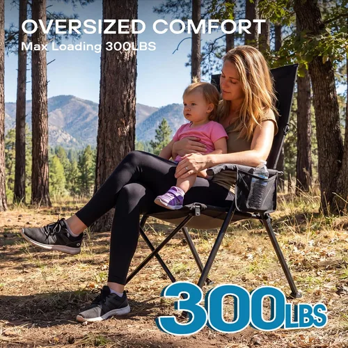 Vista 7 de Silla de camping reclinable para adultos, resistente, sillas reclinables plegables con respaldo alto ajustable de 6 posiciones, sillas de patio