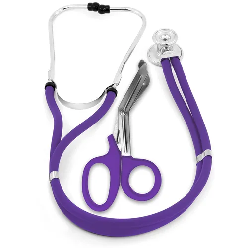 Vista 13 de ASA TECHMED Sprague - Estetoscopio de doble tubo para adultos y pediátricos + tijeras EMT a juego, ideal para EMT, enfermera, médico, estudiante