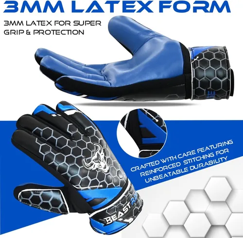 Vista 2 de BEAST RAGE Guantes de portero de fútbol para niños y jóvenes, guantes de portero de fútbol de 0.157 pulgadas (0.157 in) antideslizantes, palma