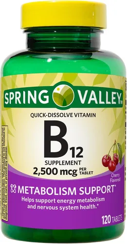 Vista 6 de Spring Valley Vitamina B12 Tabletas de disolución rápida Suplemento dietético Vitamina B12 2500 mcg Vitaminas B Complejo de vitamina B12