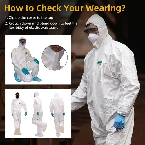 Vista 3 de Disposable Coverall with Hood, Tear-Resistant, Latex-Free for Painting, Construction & Industrial Work