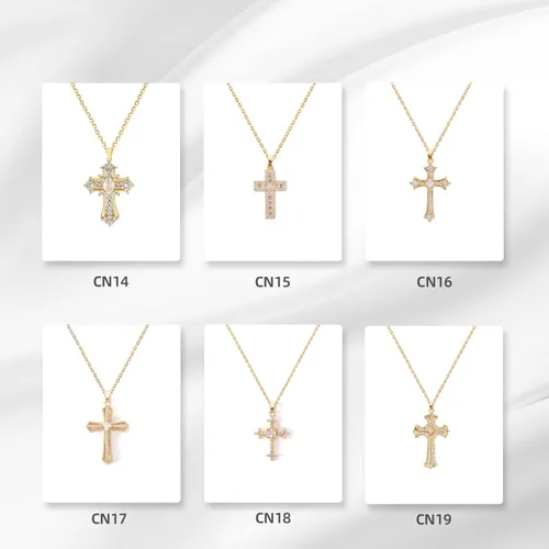 Vista 7 de LLIYSOUN Collar con colgante de cruz para mujer, joyería de cruz de oro, regalos para mujeres y niñas, collar de cruz minimalista, joyería de moda
