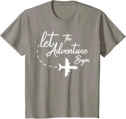 Vista 27 de Let The Adventure Begin - Camiseta inspiradora en modo de viaje en avión, Negro, S