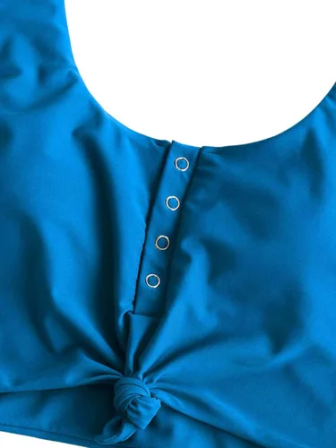 Vista 3 de ZAFUL Parte superior de bikini con nudo frontal para mujer, parte superior tipo tankini con cuello redondo y relleno