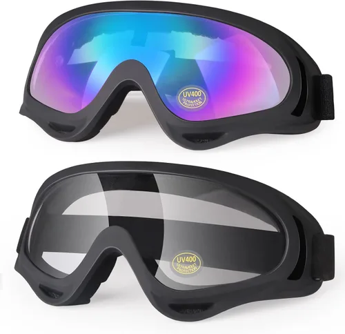 Vista 10 de Gafas para motocross ATV, transparentes, paquete de 2 Motorcycle Motocross, Bike Riding, UTV Off-Road Skiing, Anti-Fog Dustproof