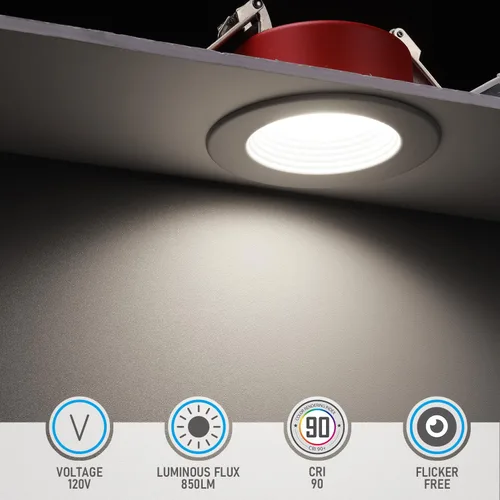 Vista 3 de TORCHSTAR Luz empotrable LED empotrable de 4 pulgadas, 5CCT antideslumbrante empotrable con deflector empotrado, clasificación IC, 2700K-5000K