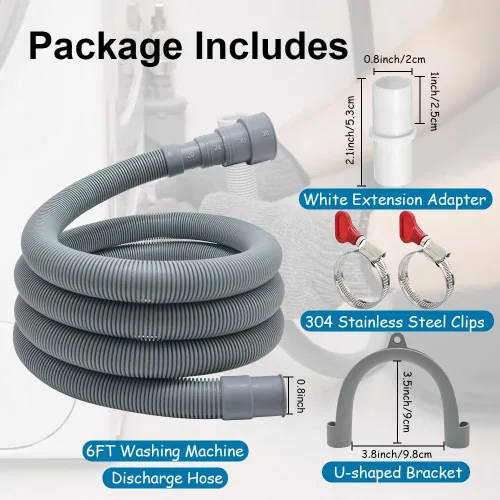 Vista 2 de TTFLEX Manguera universal de drenaje para lavadora, kit de extensión de manguera de drenaje para lavadora con 1 adaptador de extensión y 2