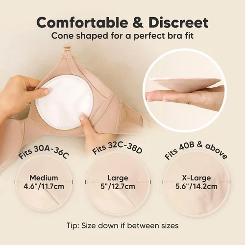 Vista 3 de Almohadillas de lactancia de viscosa de bambú orgánico, 8 almohadillas lavables para lactancia materna, bolsa de lavado, reutilizables