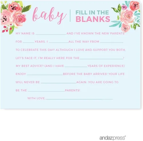 Vista 4 de Andaz Press Pink Roses English Tea Party Tea Party Colección Baby Shower Advice for the Mommy to Be Tarjetas, paquete de 20, actividades
