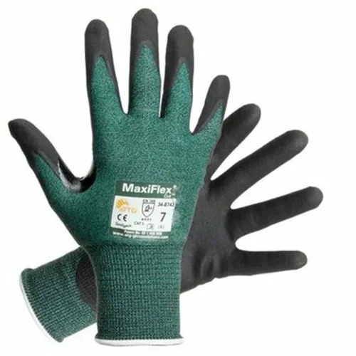 Vista 2 de MaxiFlex Cut 34-8743 - Guantes de trabajo recubiertos de nitrilo resistentes a los cortes con carcasa de punto verde y agarre de microespuma