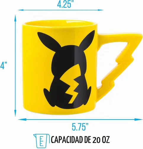 Vista 2 de Silver Buffalo Taza de cerámica con asa esculpida en 3D de Pokémon Pikachu con rayo, 20 onzas (591 ml)