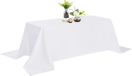 Vista 38 de Mantel de poliéster lavable de 132 pulgadas, resistente a las manchas y a las arrugas, mantel decorativo para mesa de comedor, fiestas de bufé