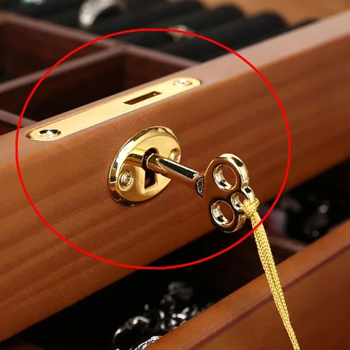 Vista 4 de Joyero grande de madera de 345 capas con cerradura y espejo, joyero para mujeres y niñas, anillos y collares, cajas de joyería y organizadores (L)