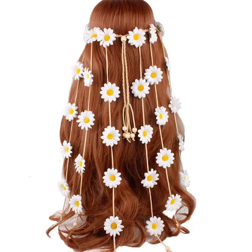 Vista 8 de YAXAMING Diadema de girasol de Halloween, bandas para el pelo de margaritas, corona, corona floral, diadema para mujer, Navidad, festival hawaiano