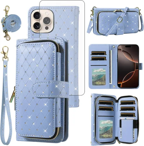 Vista 27 de Funda para teléfono iPhone 6 6S con cremallera y protector de pantalla con protector de pantalla, correa de cordón cruzado, ranura para iPhone 6 Six
