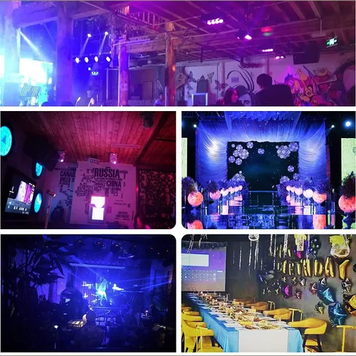 Vista 8 de BETOPPER Luz de cabeza móvil de 30 W, iluminación de escenario 8 GOBO 8 colores 9/11 canal DMX-512 con sonido activado para DJ, fiesta, bar, club