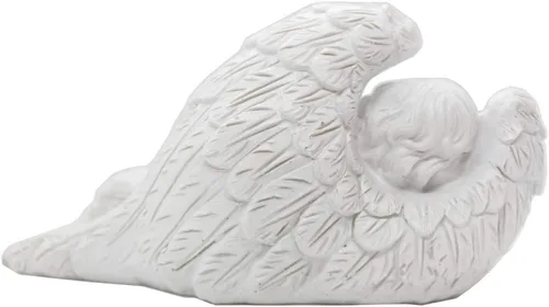 Vista 2 de Estatua de ángel durmiendo bebé, querubín en alas, plumas, estatua para interiores y exteriores, guardián, hogar, jardín, escultura, estatuilla