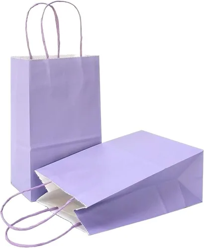 Vista 60 de AZOWA Bolsas de regalo mini de papel kraft con asas (Azul claro, 4x2.4x6, 25 piezas) Blue Color, Kraft Paper, Mini Size, 25 Pieces, Party Bags