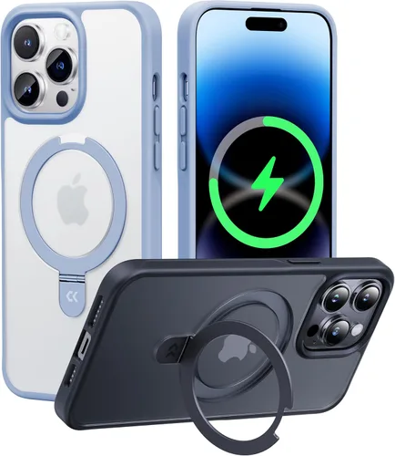 Vista 61 de CASEKOO - Funda diseñada para iPhone 14 Pro con soporte magnético invisible [protección contra caídas de grado militar] [compatible con MagSafe]