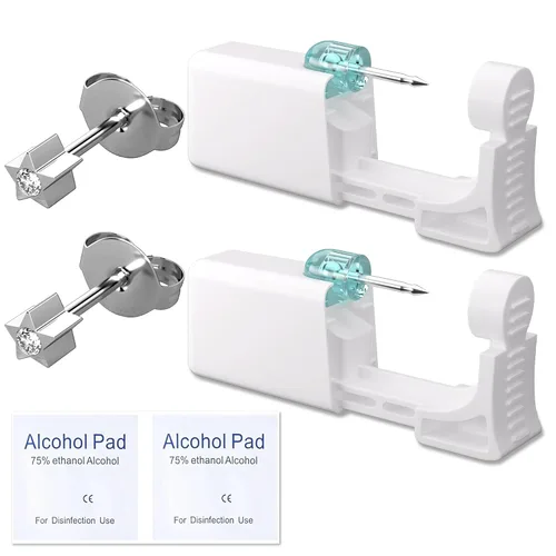Vista 12 de Kit de perforación de orejas YINPAD - Pistola de perforación desechable cargada previamente con clavos de diferentes estilos de 5MM, kit