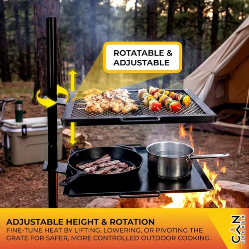 Vista 9 de GameMaker Parrilla de Cocina de Fuego Abierto – Parrilla de Campamento Portátil para Cocina de Llama Abierta, Fogatas, Anillos de Fuego al Aire