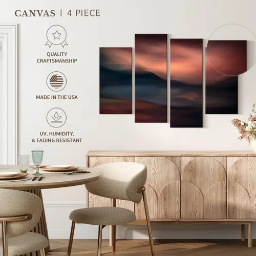Vista 5 de Elefante Stock - Arte de pared Slocan Lake II - Lienzo horizontal de varios paneles - Decoración de pared de sala de estar de 4 piezas - Arte