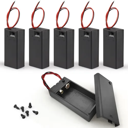 Vista 6 de VWEICYY Soporte de batería de 9 V, conector de batería de 9 V con interruptor, soporte de batería de 9 voltios con cables, ampliamente utilizado