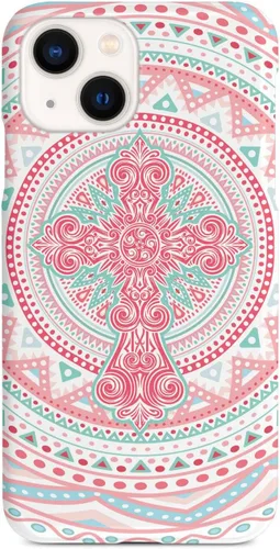 Vista 11 de Inspired Cases - Compatible with iPhone Xs Max Case - 3D Textured Protective Phone Case for Apple iPhone Xs Max - Ornate Cross - Coral and Mint