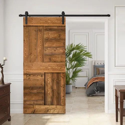 Vista 24 de TMS Serie N - Puerta corrediza interior de madera de pino anudada con kit de herrajes deslizantes (32 x 84 pulgadas, blanco)