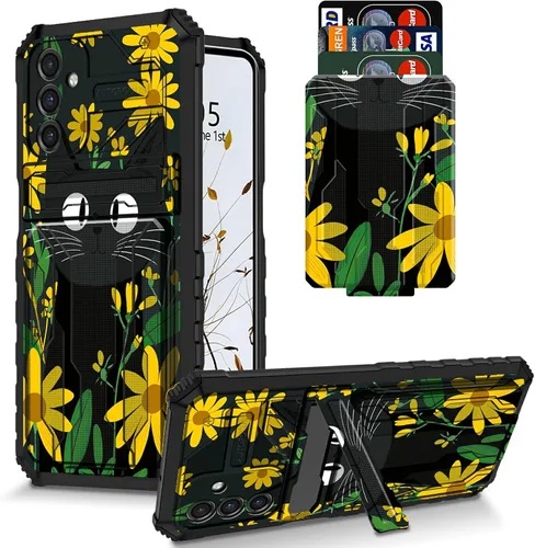 Vista 35 de Funda para Galaxy S21 FE 5G 2022 con soporte, funda de doble capa de policarbonato duro de TPU suave, estampado de vaca, estampado animal