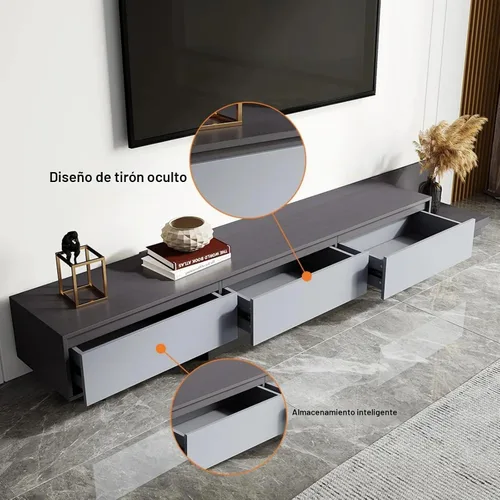 Vista 4 de homary Soporte de TV extensible y mesa auxiliar anidable, centro de entretenimiento moderno de 2 piezas con cajones para sala de estar