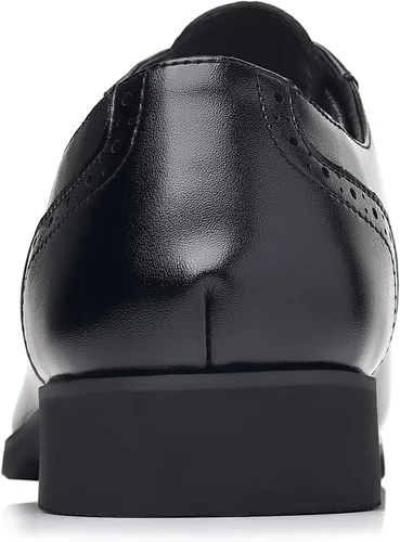 Vista 4 de DADAWEN Zapatos de vestir forrados de cuero para hombre, zapatos formales de negocios clásicos con cordones Oxfords