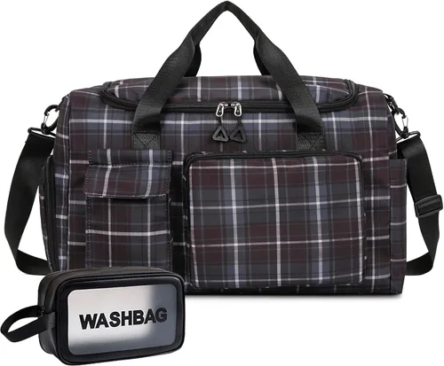 Vista 12 de Bolsa de Gimnasio Pequeña para Mujer, Bolsa de Lona de Viaje, Bolsa de Fin de Semana con Compartimento para Zapatos