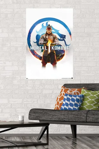 Vista 2 de Mortal Kombat 1 - Póster de pared de arte con llave, 34 pulgadas de largo x 22.4 pulgadas de ancho, versión sin marco
