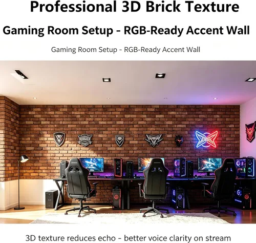 Vista 7 de Paneles de pared 3D para despegar y pegar, paquete de 10 paneles de PVC texturizados de ladrillo, azulejos de pared autoadhesivos impermeables