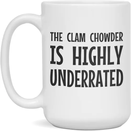 Vista 3 de The Clam Chowder es altamente subestimada taza de café, 11 onzas, color blanco