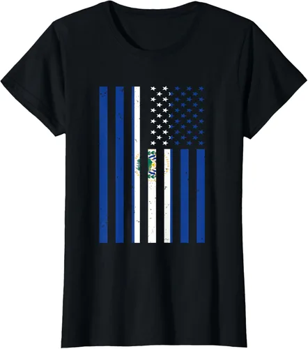 Vista 38 de El Salvador Shirt - El Salvador USA America Flag Men Women T-Shirt