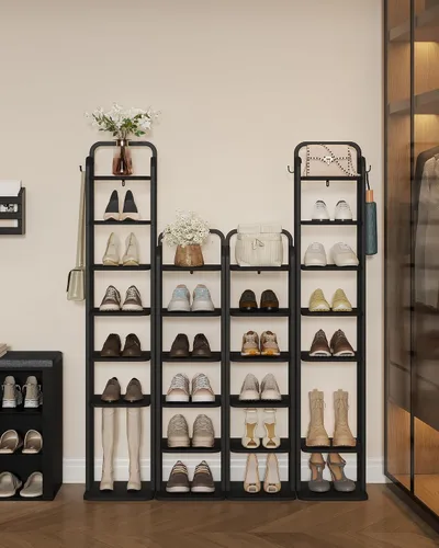 Vista 8 de Hzuaneri - Zapatero vertical, estantes para zapatos, organizador de madera para el armario, entrada, torre de zapatos para espacios pequeños, de pie