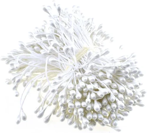 Vista 14 de HAHIYO 1000 piezas de 0.039 in negro perla doble cabeza flor Pistilo para hacer flores, decoración de álbumes de recortes, mini hecho a mano