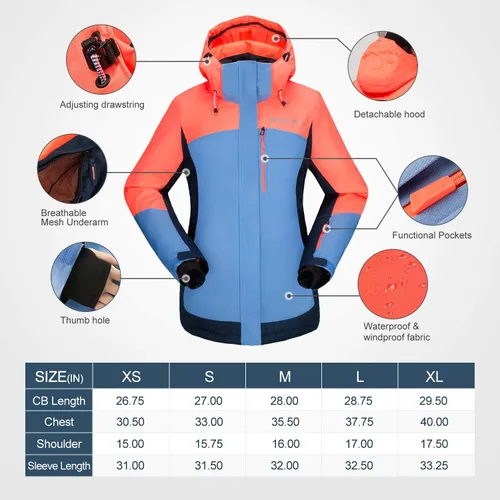 Vista 6 de Orolay Chaqueta de esquí de invierno impermeable para mujer, Nieve