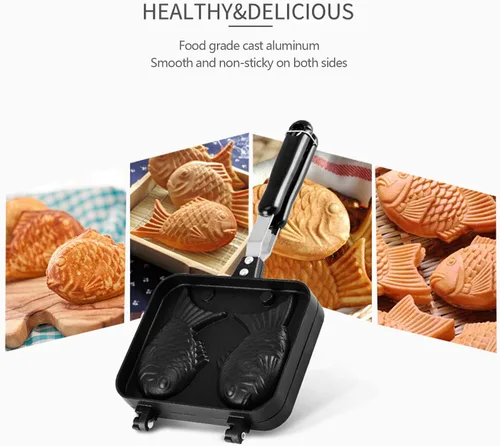 Vista 5 de Taiyaki - Molde para tartas en forma de pez, molde doble para hacer panqueques en forma de pez