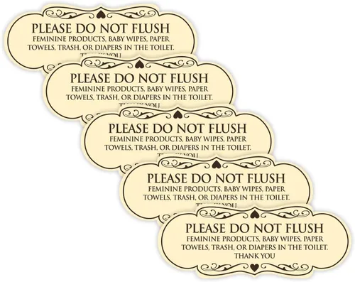 Vista 75 de Signs ByLITA Designer Please Do Not Flush Etiqutte Letrero (negro) - Pequeño 1 paquete