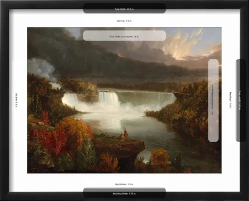 Vista 5 de ART.COM Lienzo enmarcado para pared, vista lejana de las cataratas del Niágara, 1830 por Thomas Cole, decoración escénica, 16 x 12 pulgadas, marco