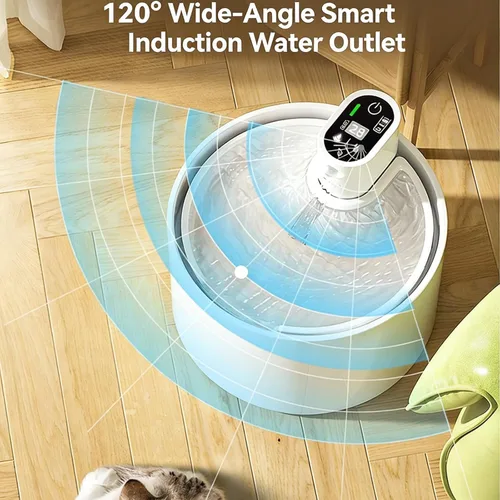 Vista 4 de Reemplazo de fuente de agua inalámbrica de cerámica para gatos, controlador de sensor de batería de 4000 mAh, sensor inteligente súper silencioso