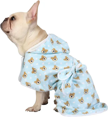 Vista 7 de HDE Bata de baño para perro, súper absorbente, de secado rápido, para cachorros, ajustable, con capucha, para perros tallas S-XXL con patos de goma